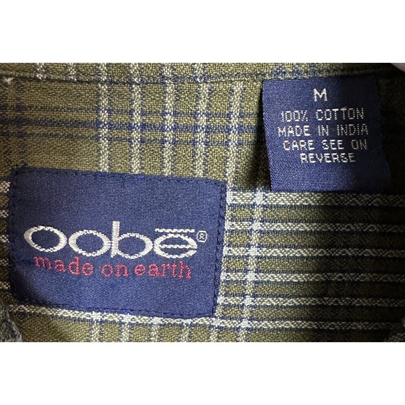 OOBE Men's green‎ Plaid Long Sleeve cotton button down shirt, sz M, NWT - Picture 2 of 6